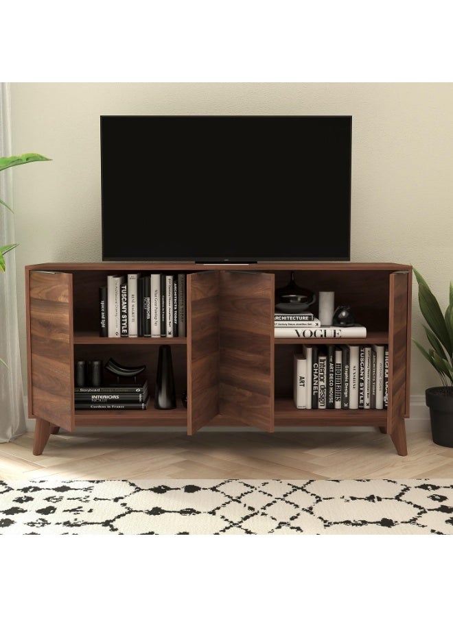 Flash Furniture Hatfield Engineered Wood TV Stand for up to 64" TVs, Media Console/TV Cabinet with Adjustable Shelf and Soft Close Doors, Dark Walnut - Image 5